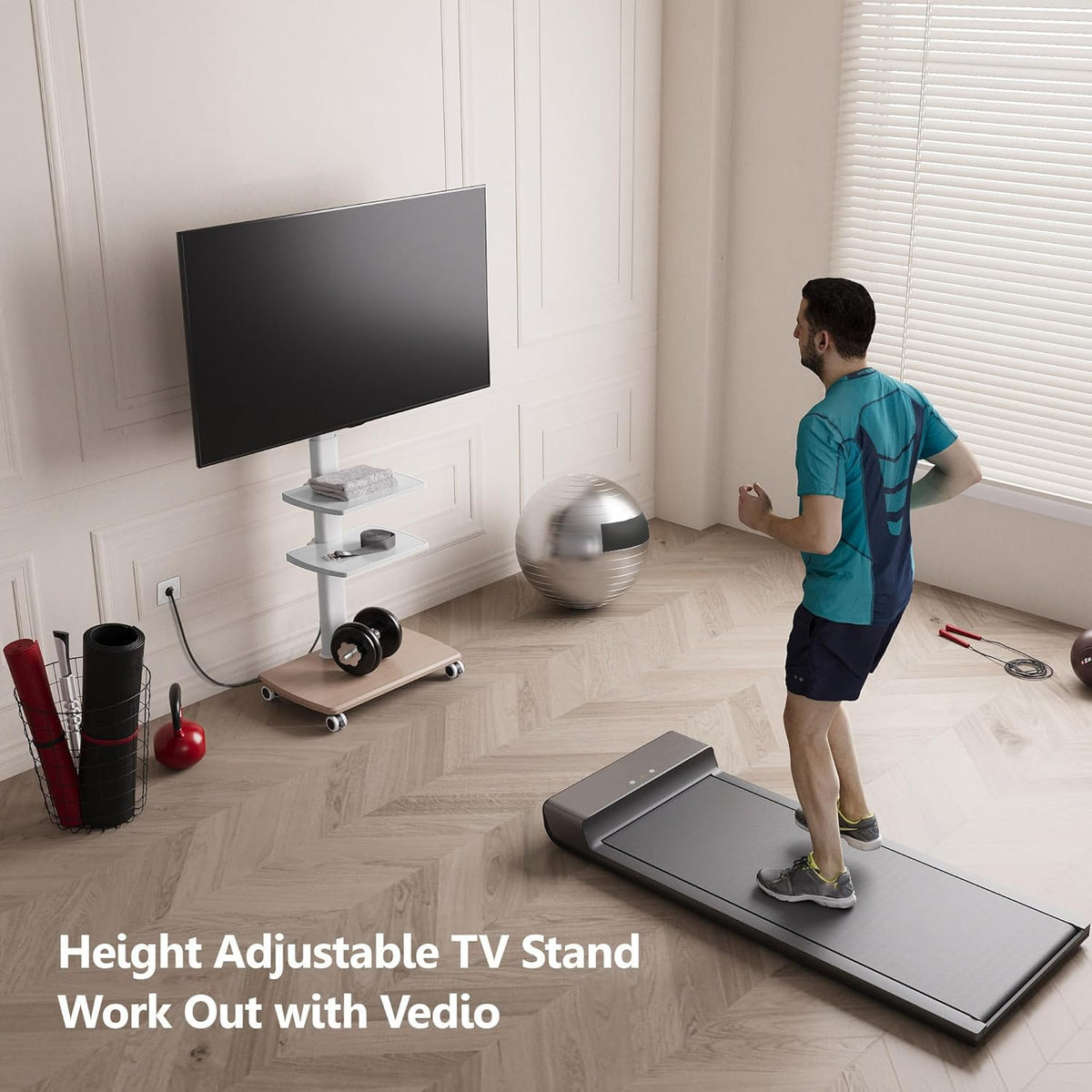 White Rolling TV Stand with Power Outlets H795941