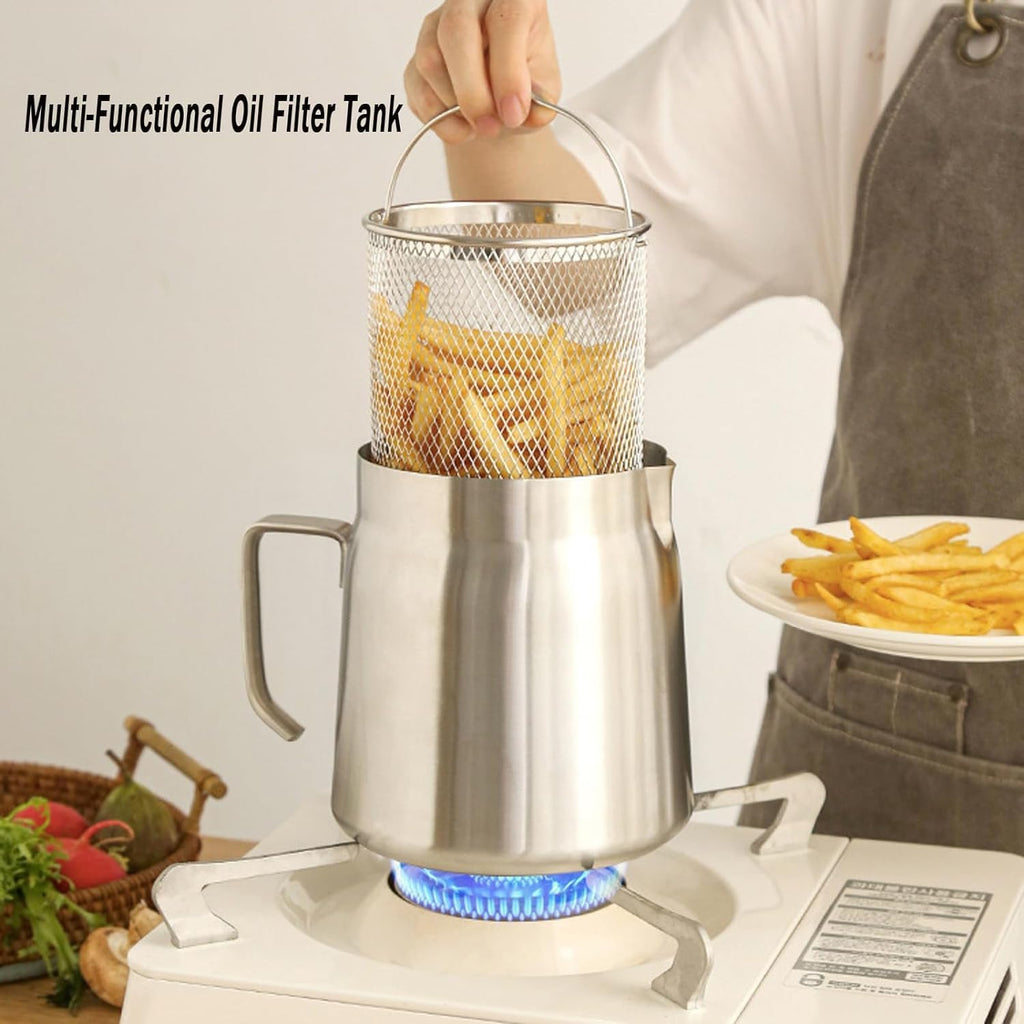 68oz 304 Stainless Steel Deep Fryer Pot with Basket B107