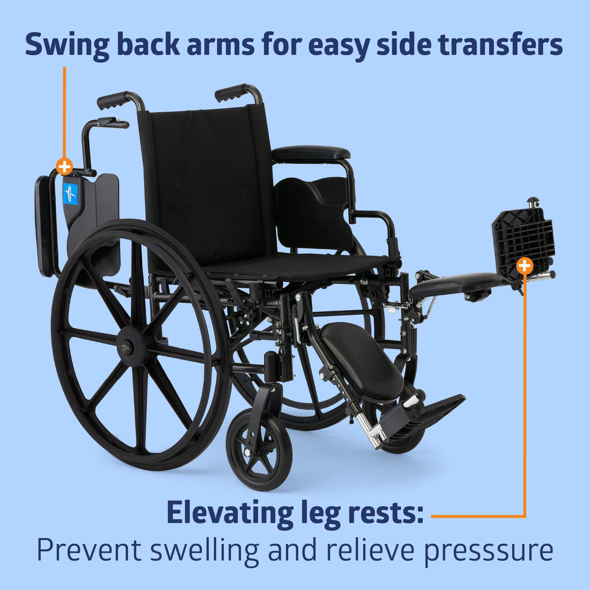 Lightweight Wheelchair with 18" Wide Seat and 300 lb. Weight Capacity A50408