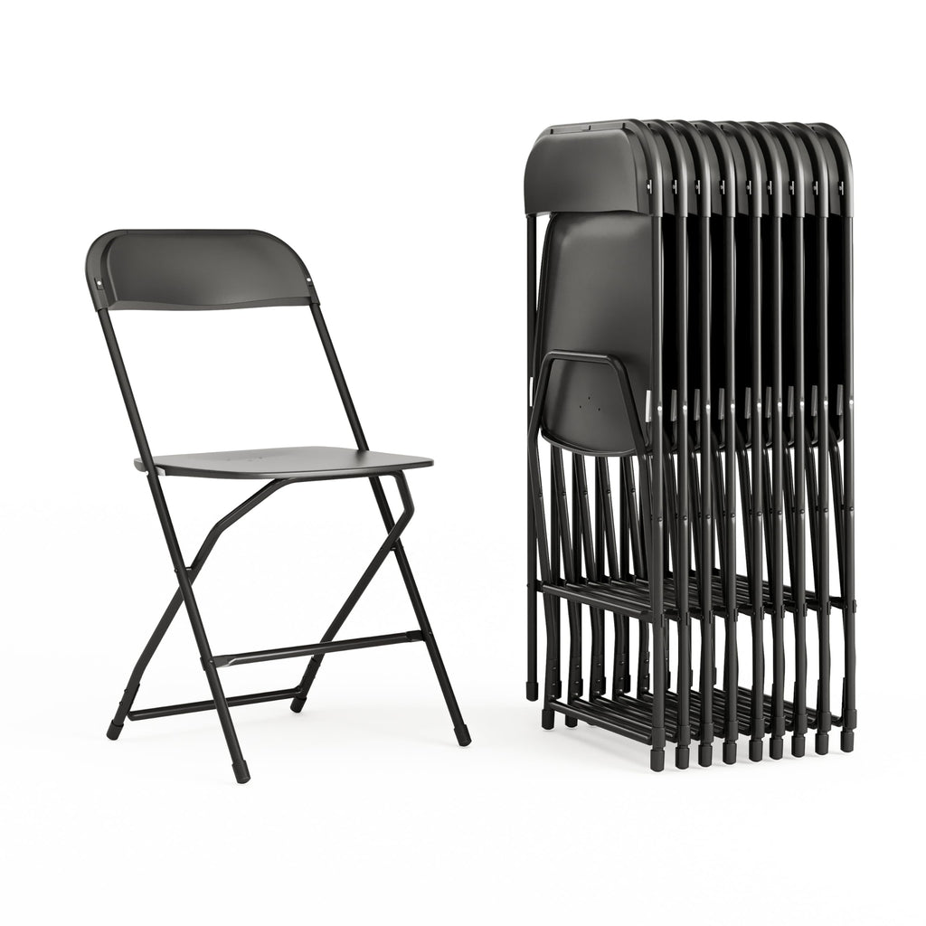 Black Plastic Folding Event Chair 10-Pack T903