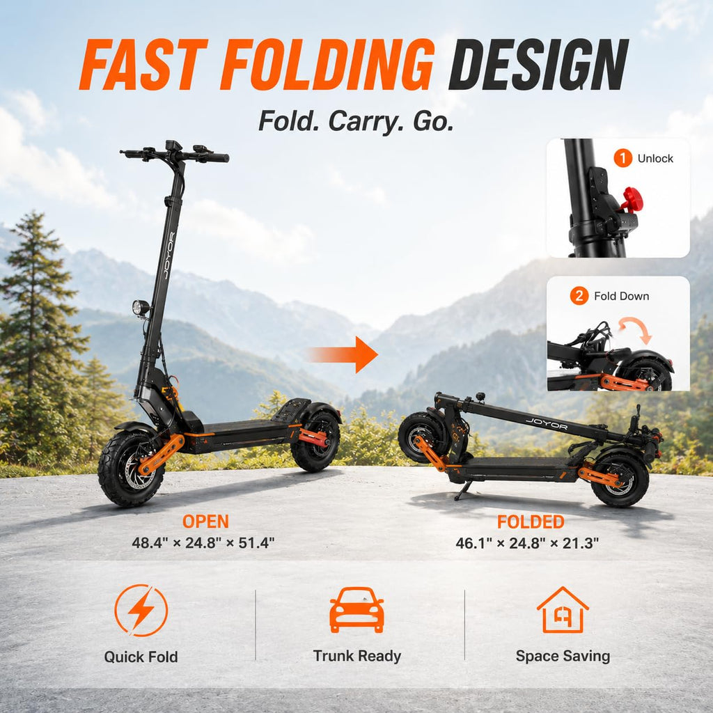 5600W Motor 46 MPH 27Ah Battery 10" Off Road Foldable Electric Scooter U42722