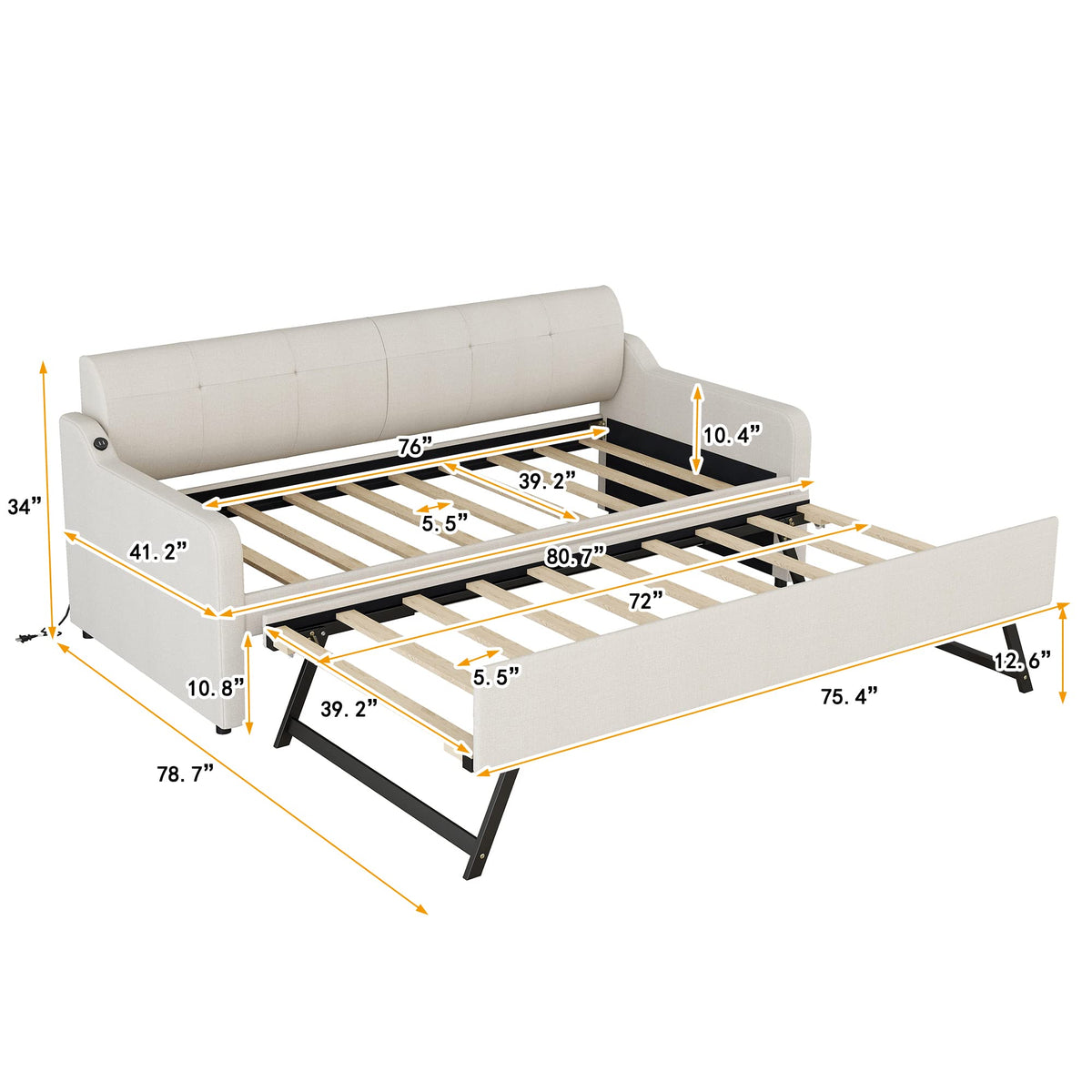 Twin Size Upholstered Daybed with Trundle G6985