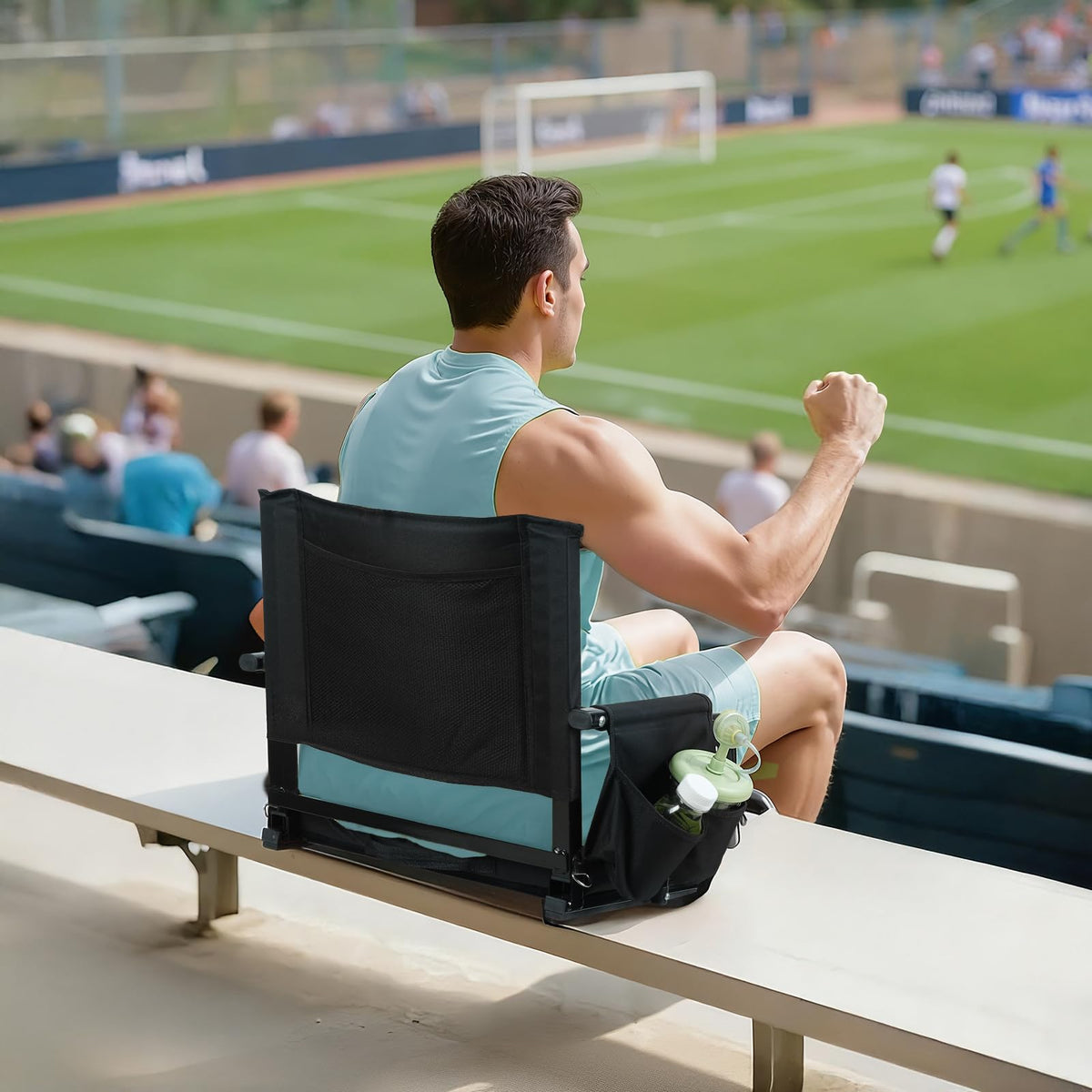 2 Pcs Folding Stadium Seat with Back Support and Cushion W6678