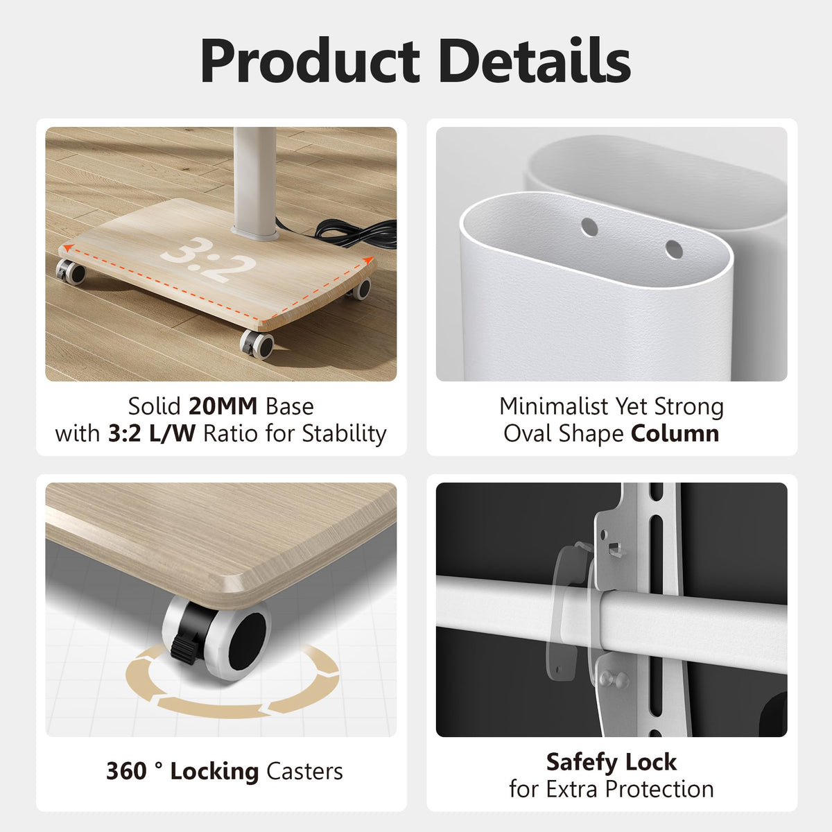 White Rolling TV Stand with Power Outlets H795941