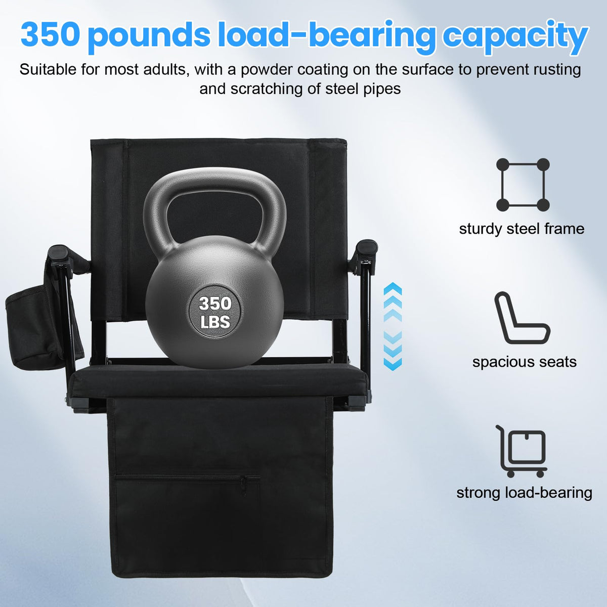 2 Pcs Folding Stadium Seat with Back Support and Cushion W6678