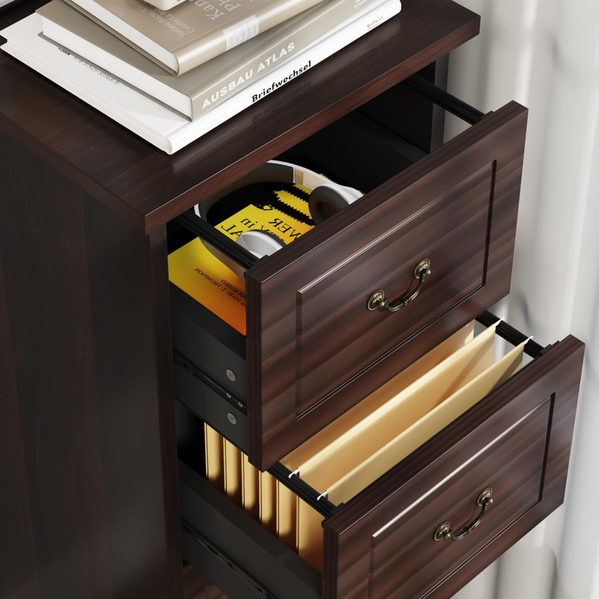 4 Drawer Walnut File Cabinet Q61191