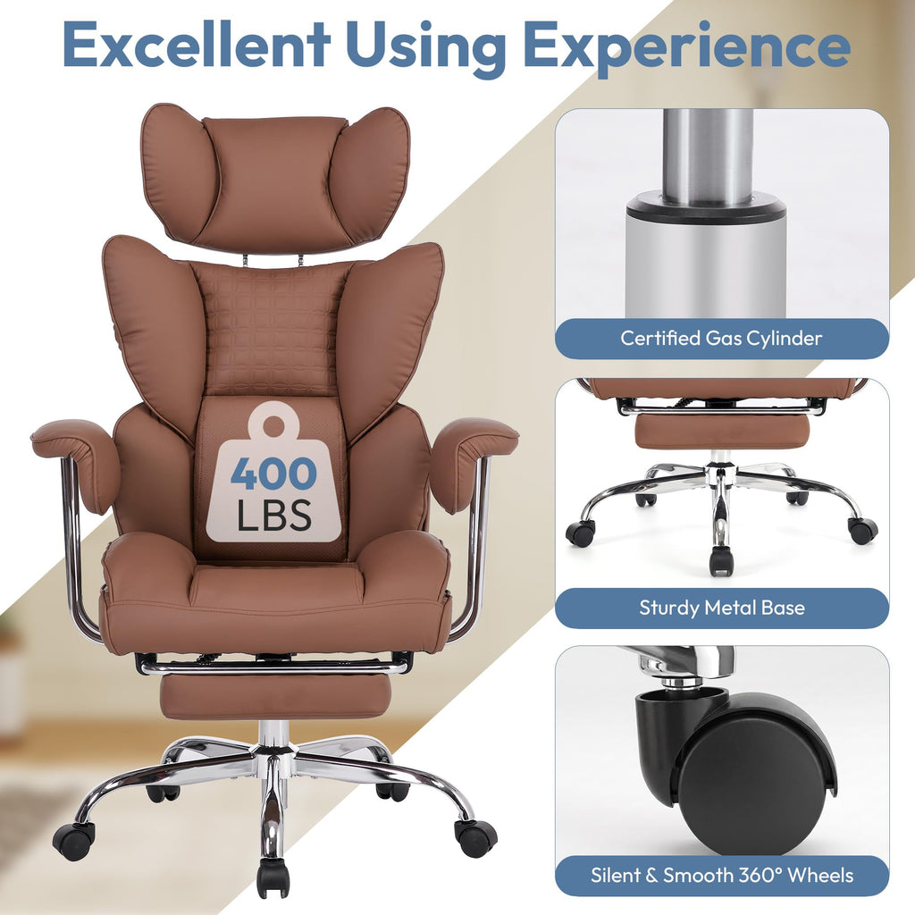 Brown Ergonomic Executive Office Chair with Footrest E736