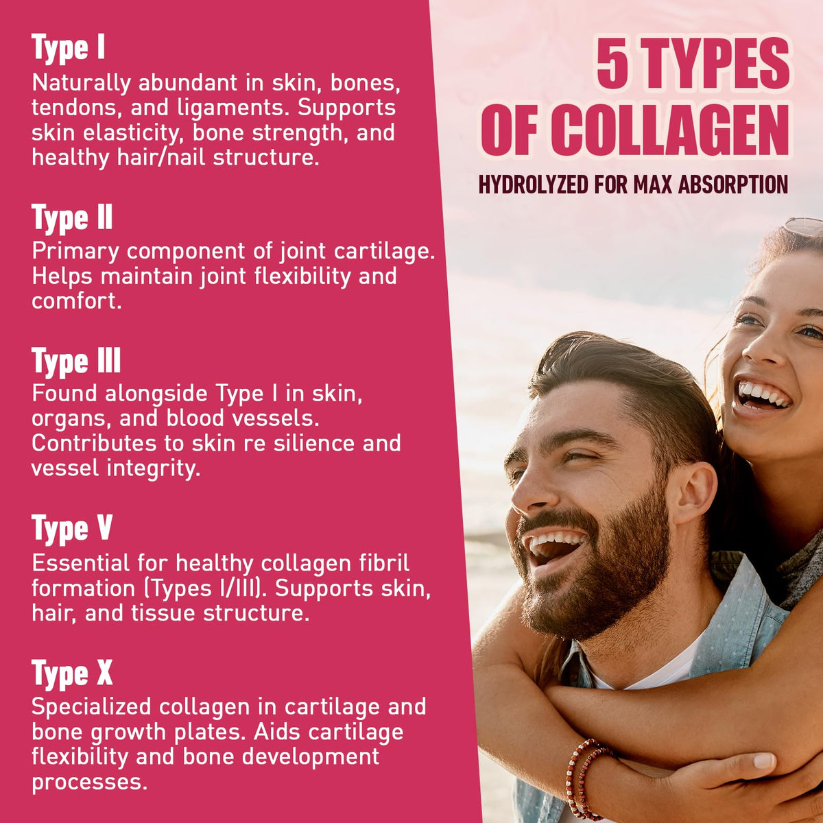 Multi Collagen Peptides Powder with Vitamin C, E & Hyaluronic Acid, Unflavored, 45 Servings V1934