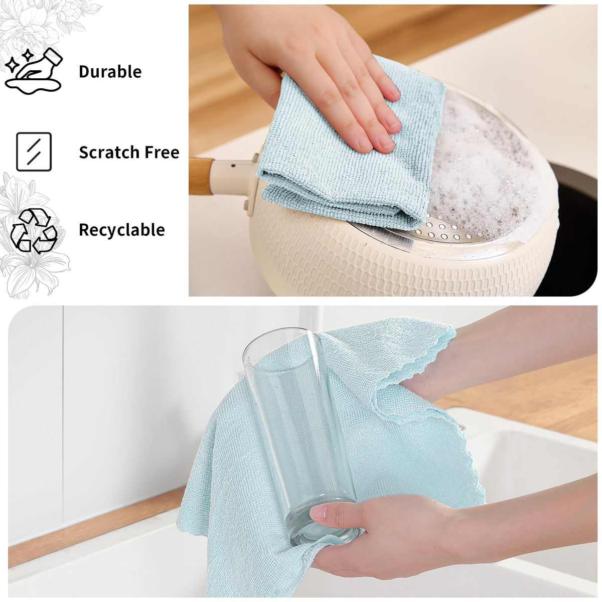 80 Pack Microfiber Cleaning Cloth Roll Blue D3721