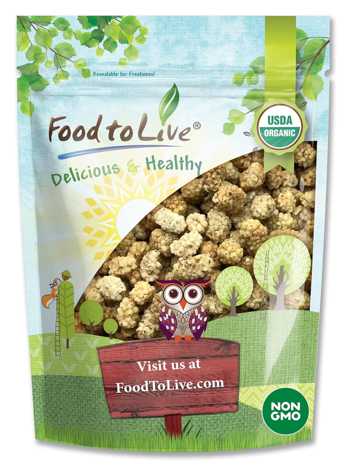 Organic Dried White Mulberries 8 Ounces O66139