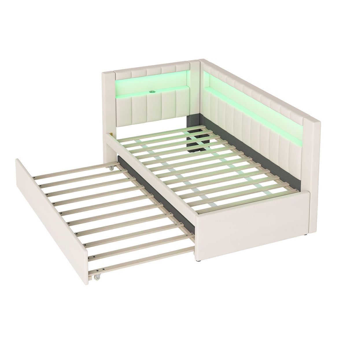 White Twin Size Upholstered Daybed with Trundle R19109