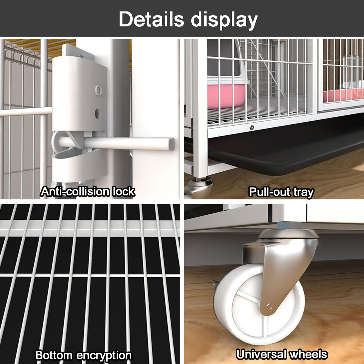 4-Tier Detachable Metal Wire Cat Cage with Hammock Y5110