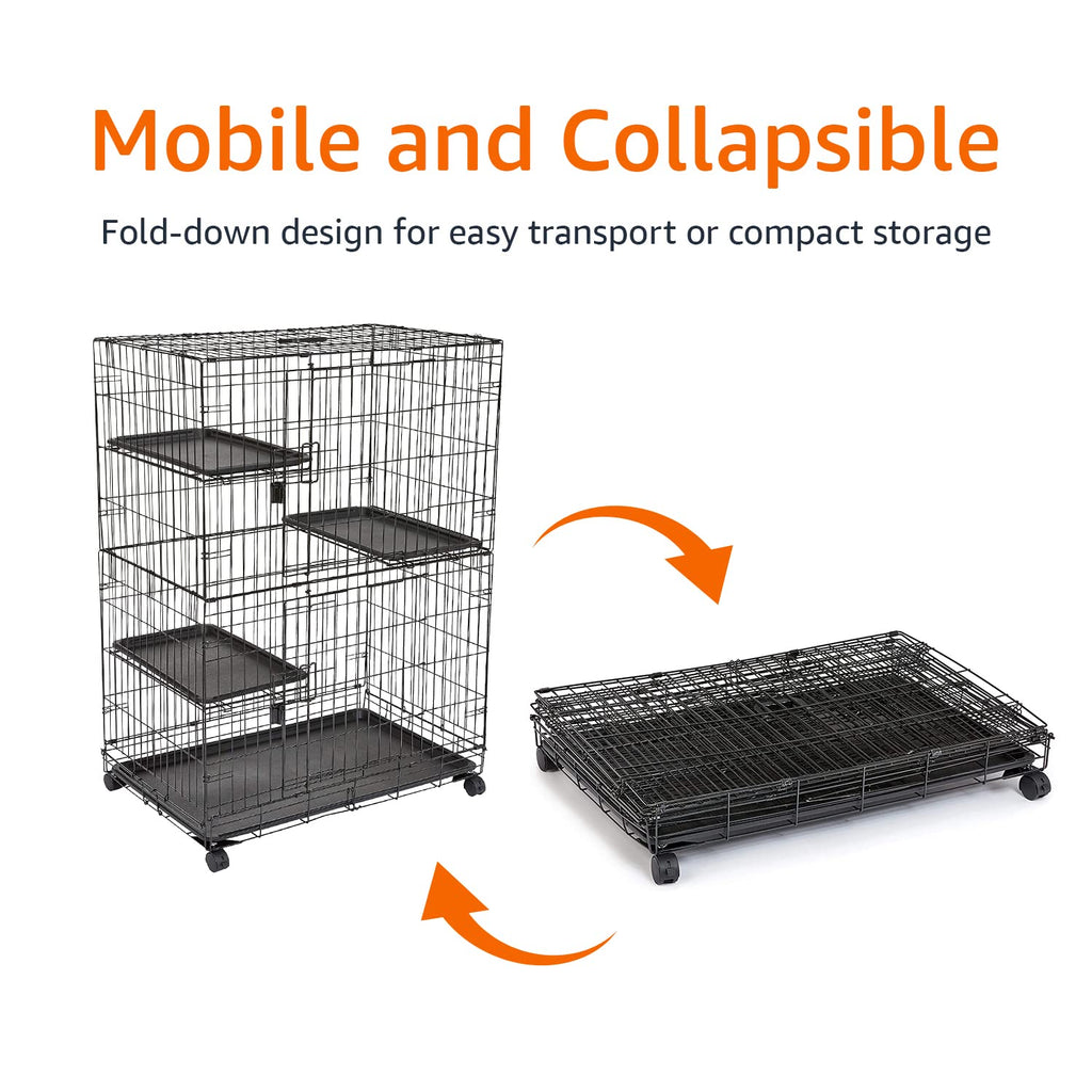 Large 3-Tier Cat Cage Playpen with Removable Tray, Black H453469