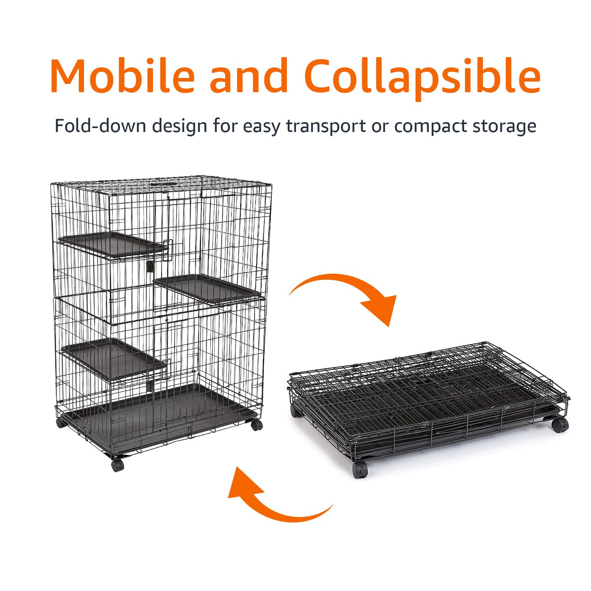 Large 3-Tier Cat Cage Playpen with Removable Tray, Black H453469