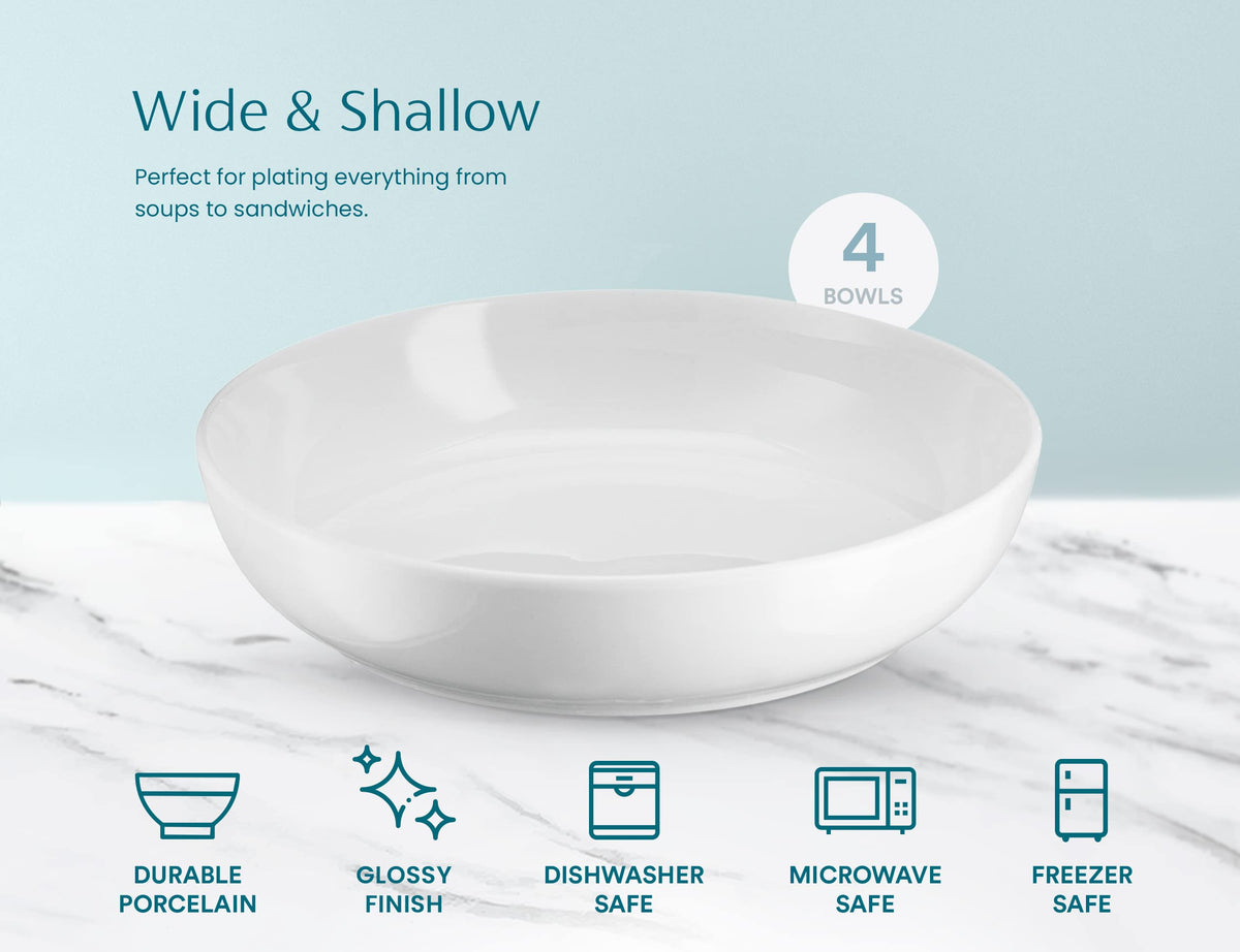 White 40 oz Pasta Bowls Set of 4 P862