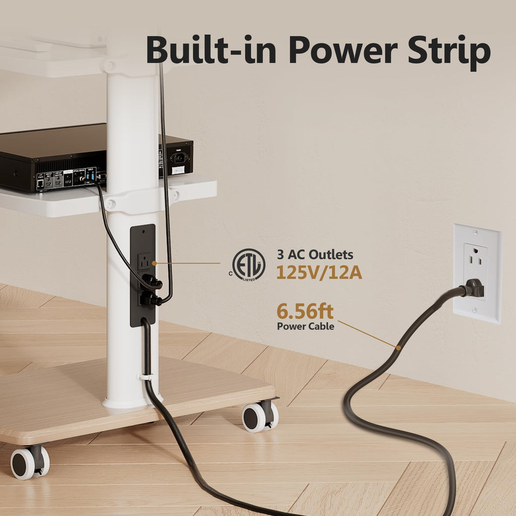White Rolling TV Stand with Power Outlets H795941