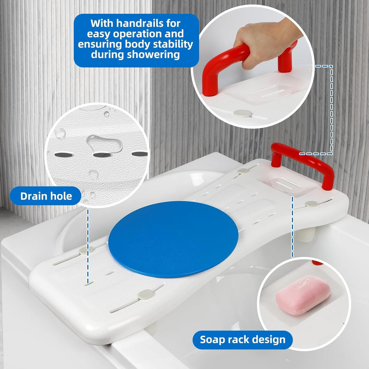 Rotating Tub Transfer Bench with Handle, 300 lbs T4173