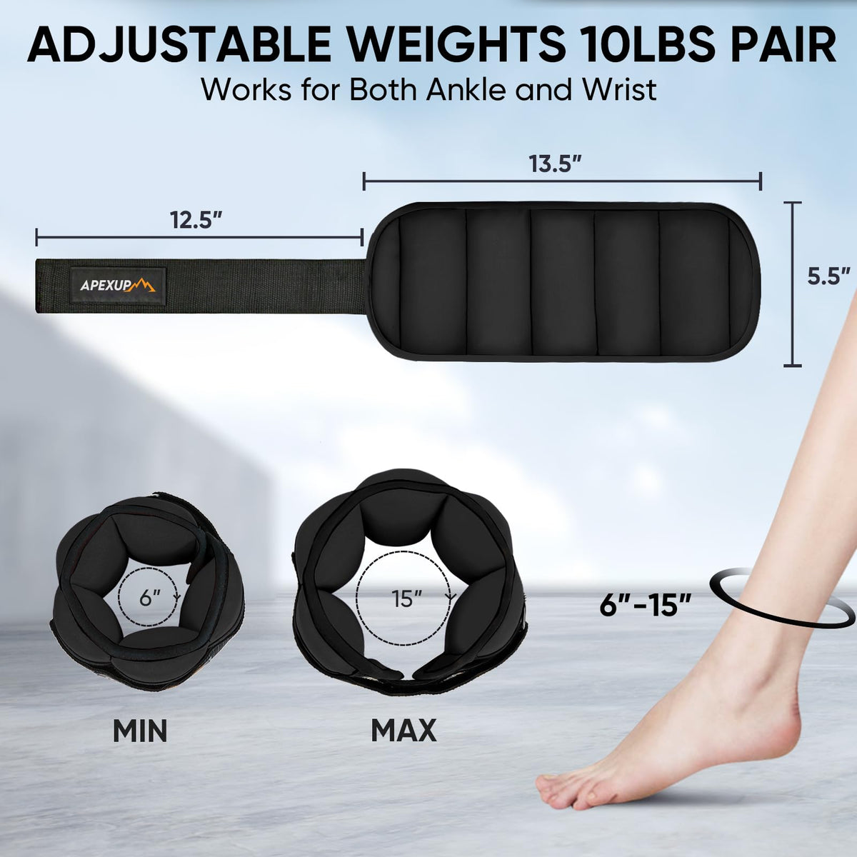 10lbs/pair Adjustable Ankle Weights with Lifting Straps A498212