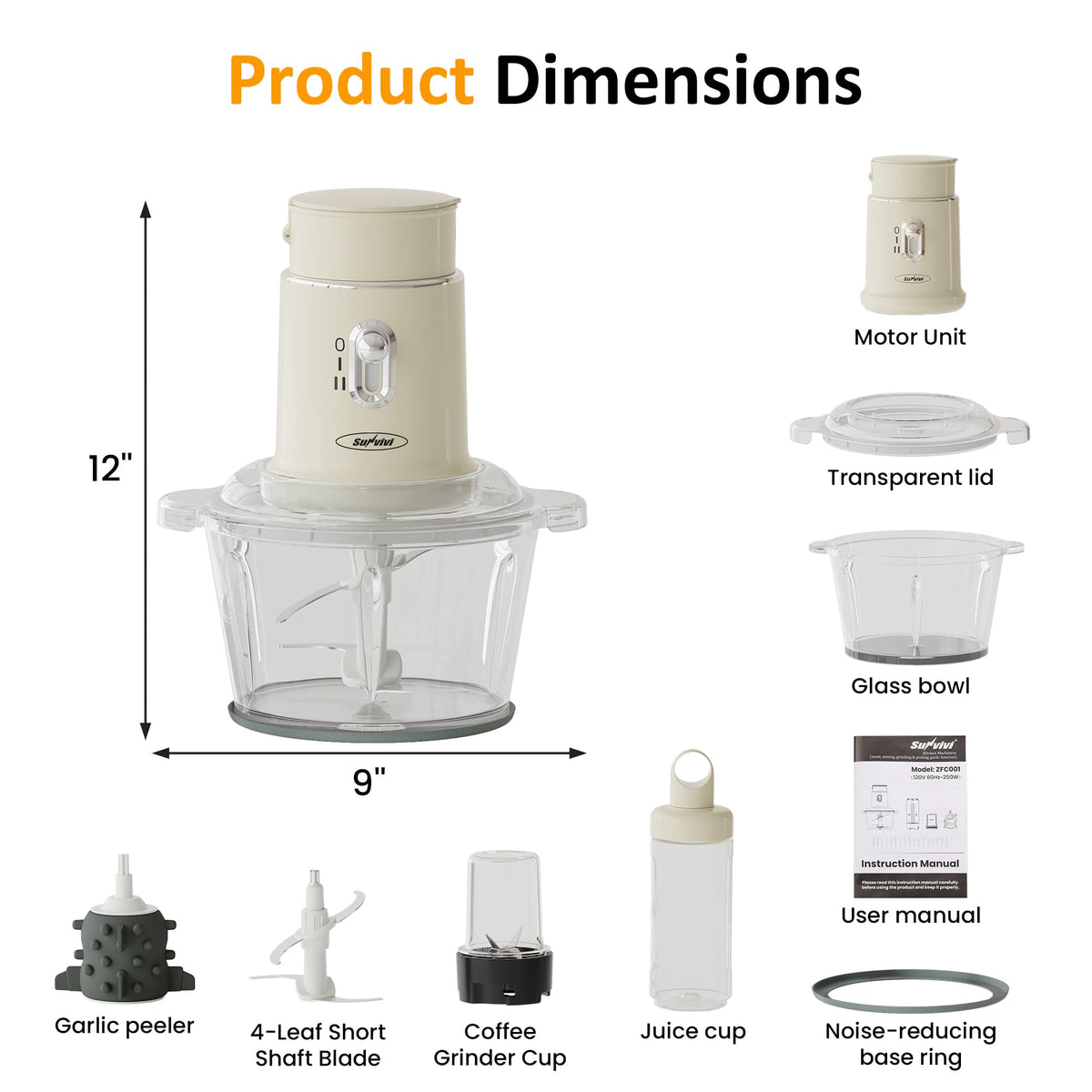 4-in-1 Electric Food Chopper & Small Food Processor Q2228