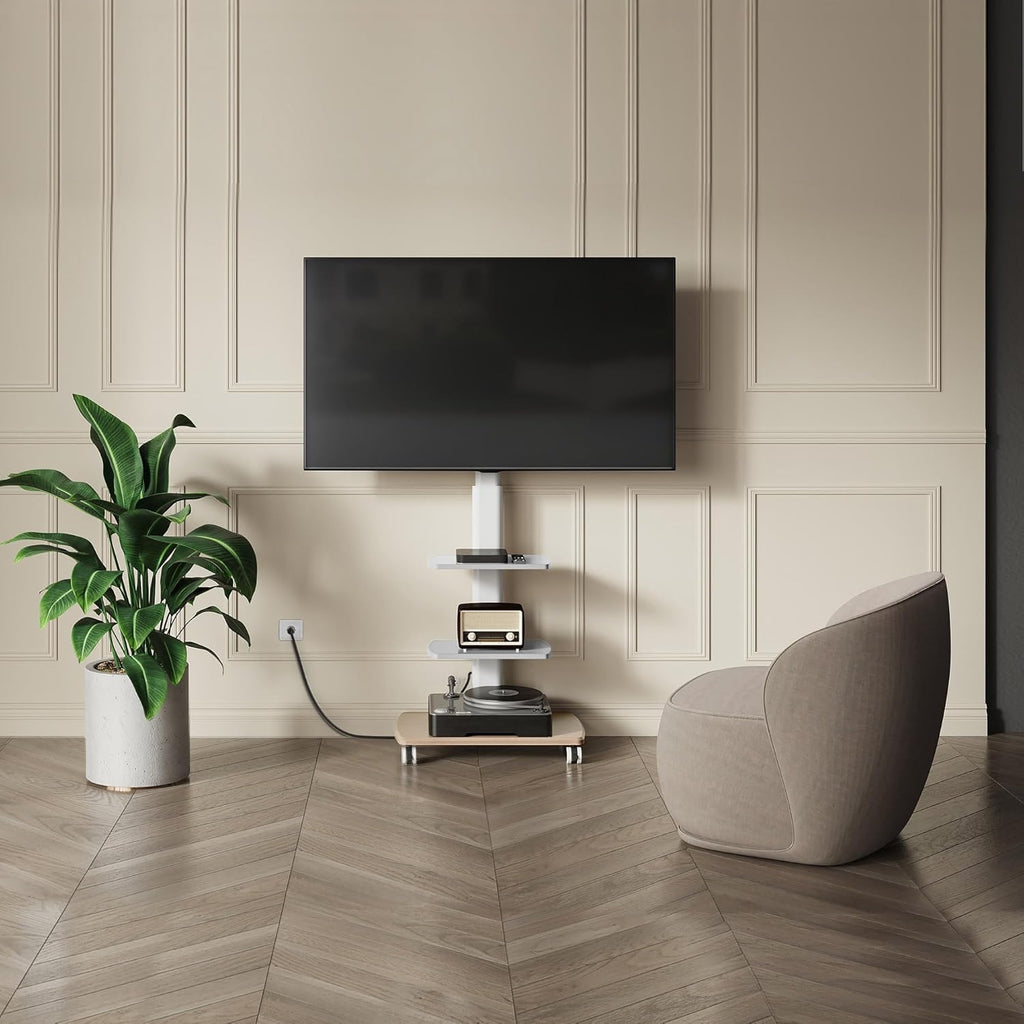White Rolling TV Stand with Power Outlets H795941