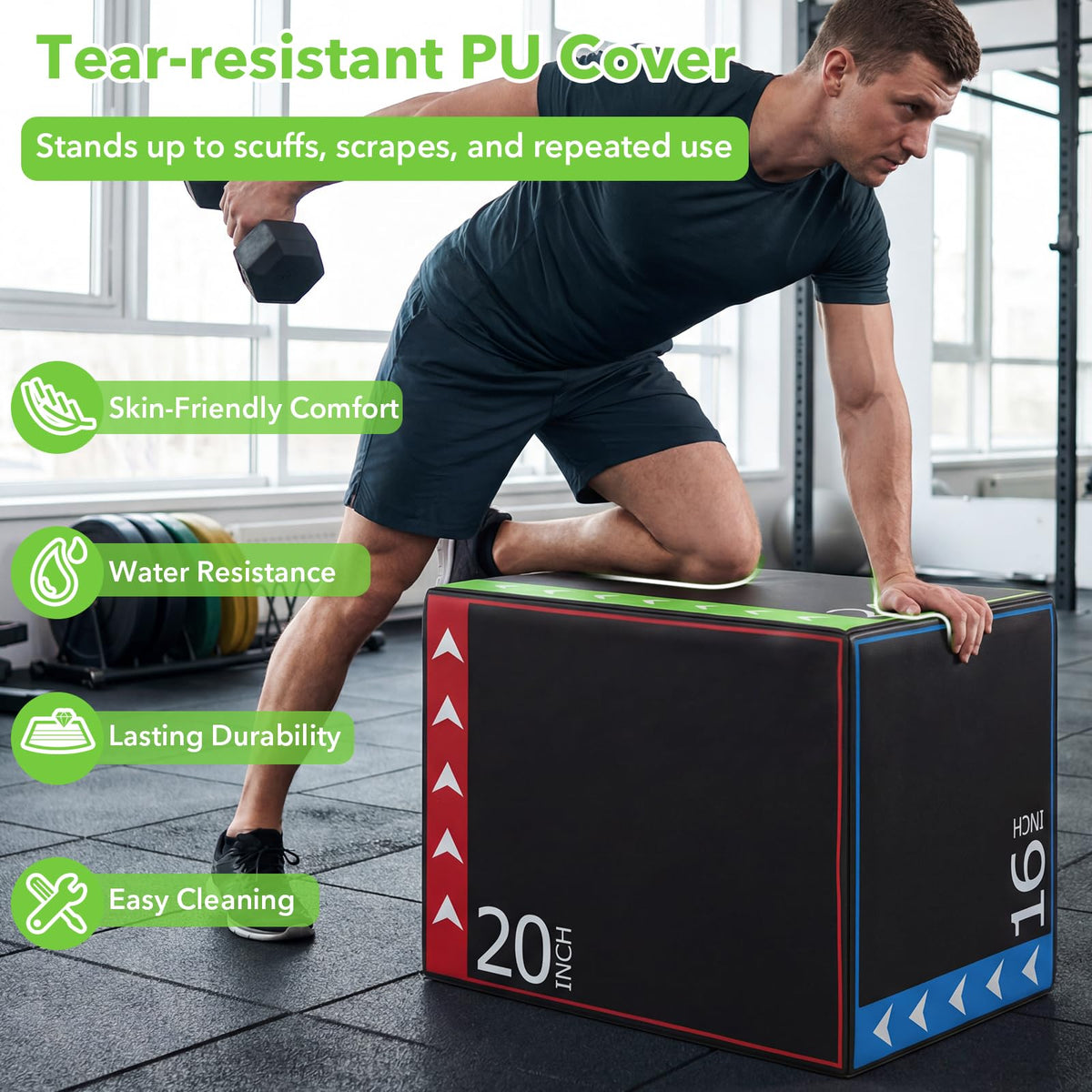 3-in-1 Foam Plyometric Jump Box with Non-Slip Cover G3559