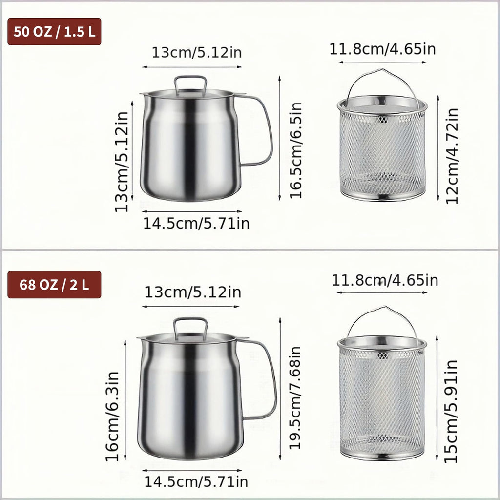 68oz 304 Stainless Steel Deep Fryer Pot with Basket B107