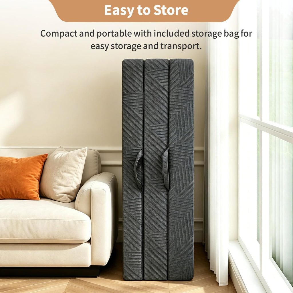 6 Inch Queen Tri-fold Memory Foam Mattress with Storage Bag Y88874