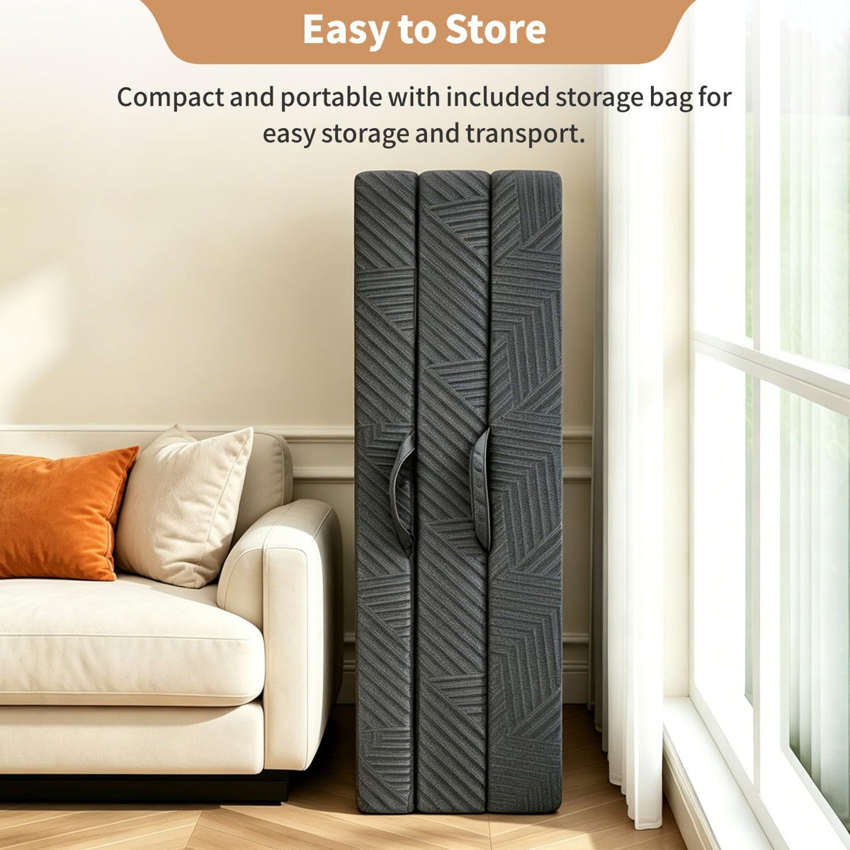 6 Inch Queen Tri-fold Memory Foam Mattress with Storage Bag Y88874
