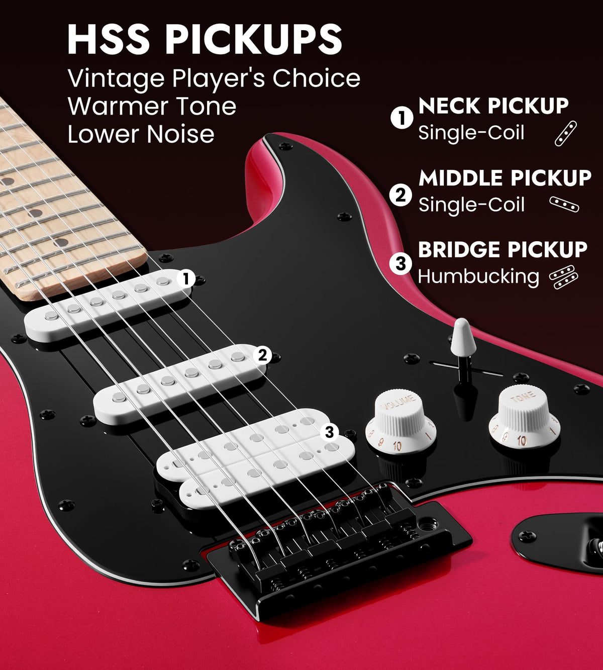 39" Electric Guitar Kit with Amp Sparkle Red Q20396