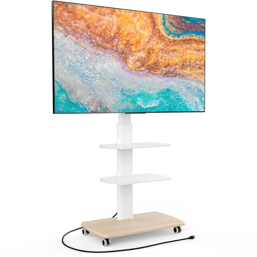 White Rolling TV Stand with Power Outlets H795941