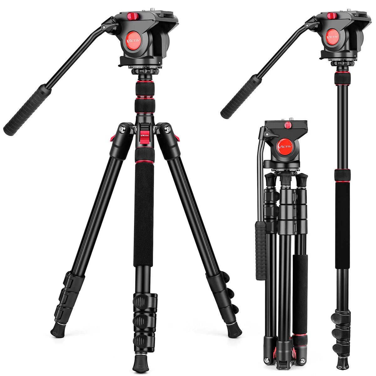 72" Heavy Duty Fluid Head Camera Tripod with Carry Bag W328