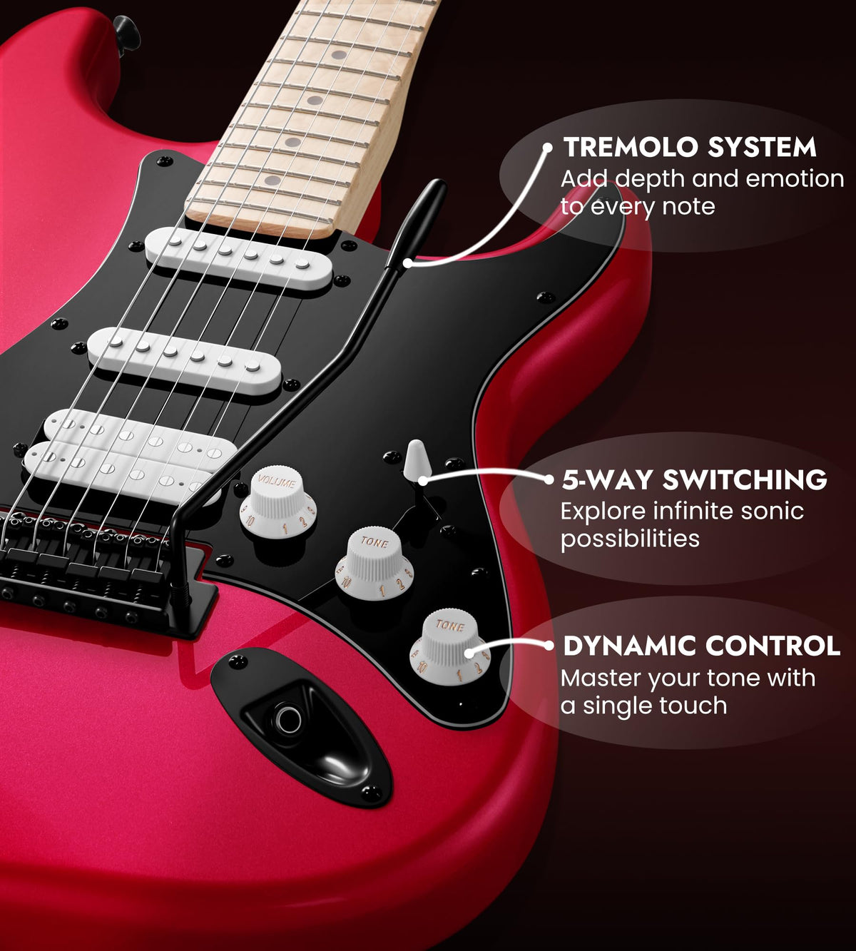 39" Electric Guitar Kit with Amp Sparkle Red Q20396