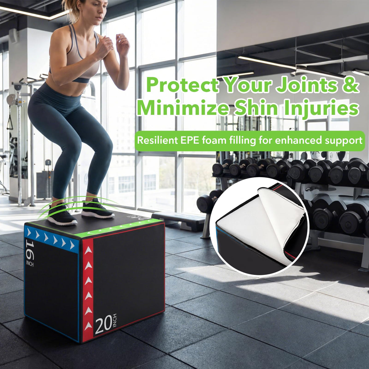 3-in-1 Foam Plyometric Jump Box with Non-Slip Cover G3559