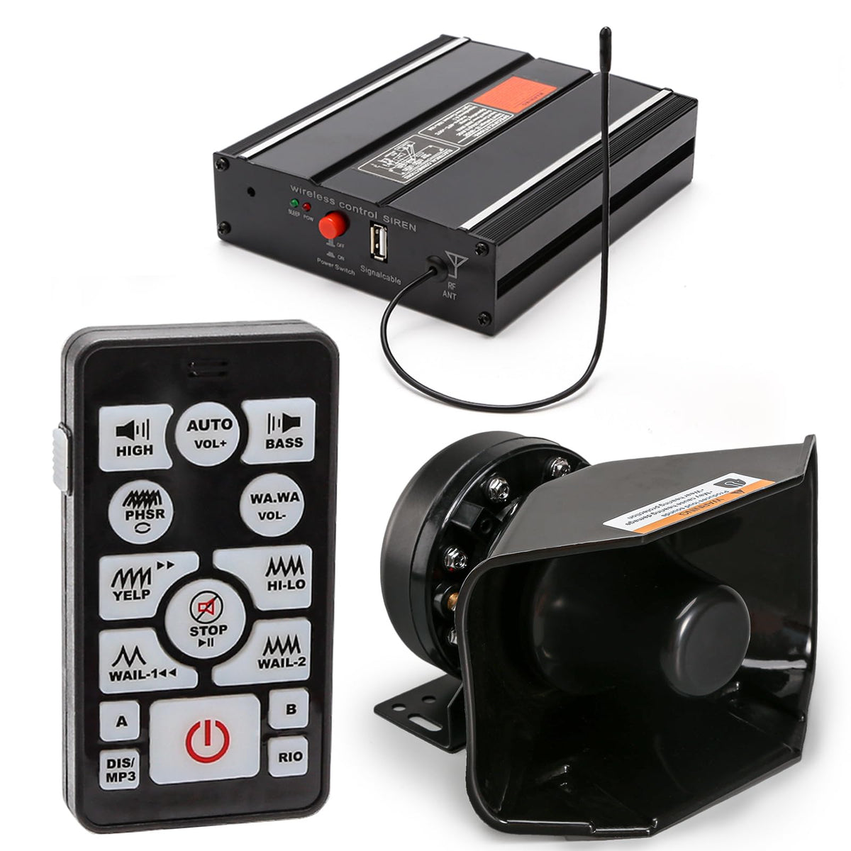 12V 200W 20 Tones Emergency Siren PA System L11718