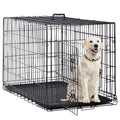 42 Inch Metal Wire Double-Door Folding Dog Crate with Tray S6016