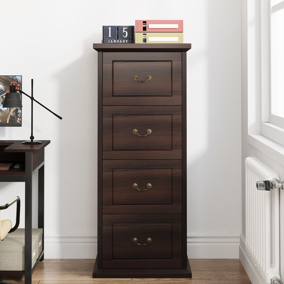 4 Drawer Walnut File Cabinet Q61191