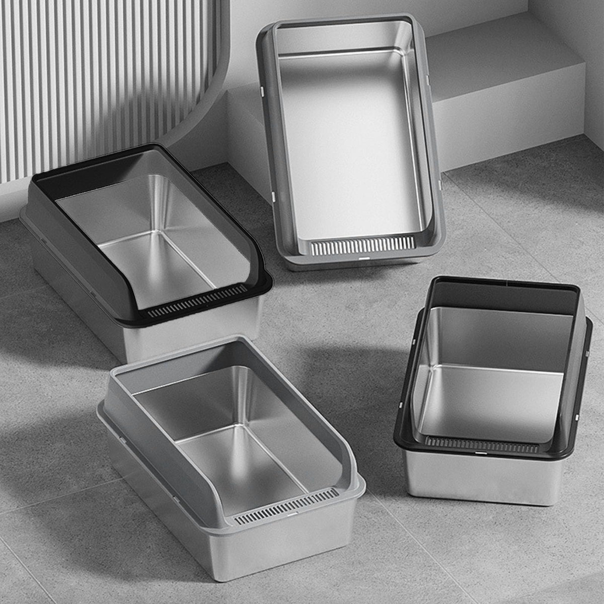 Stainless Steel Enclosed Cat Litter Box with Lid K2826