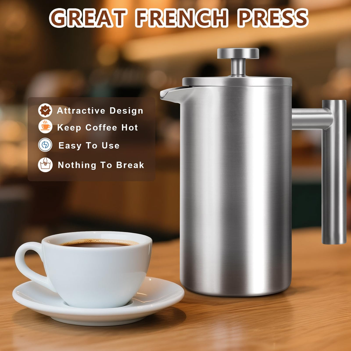 34 oz Stainless Steel French Press C39671