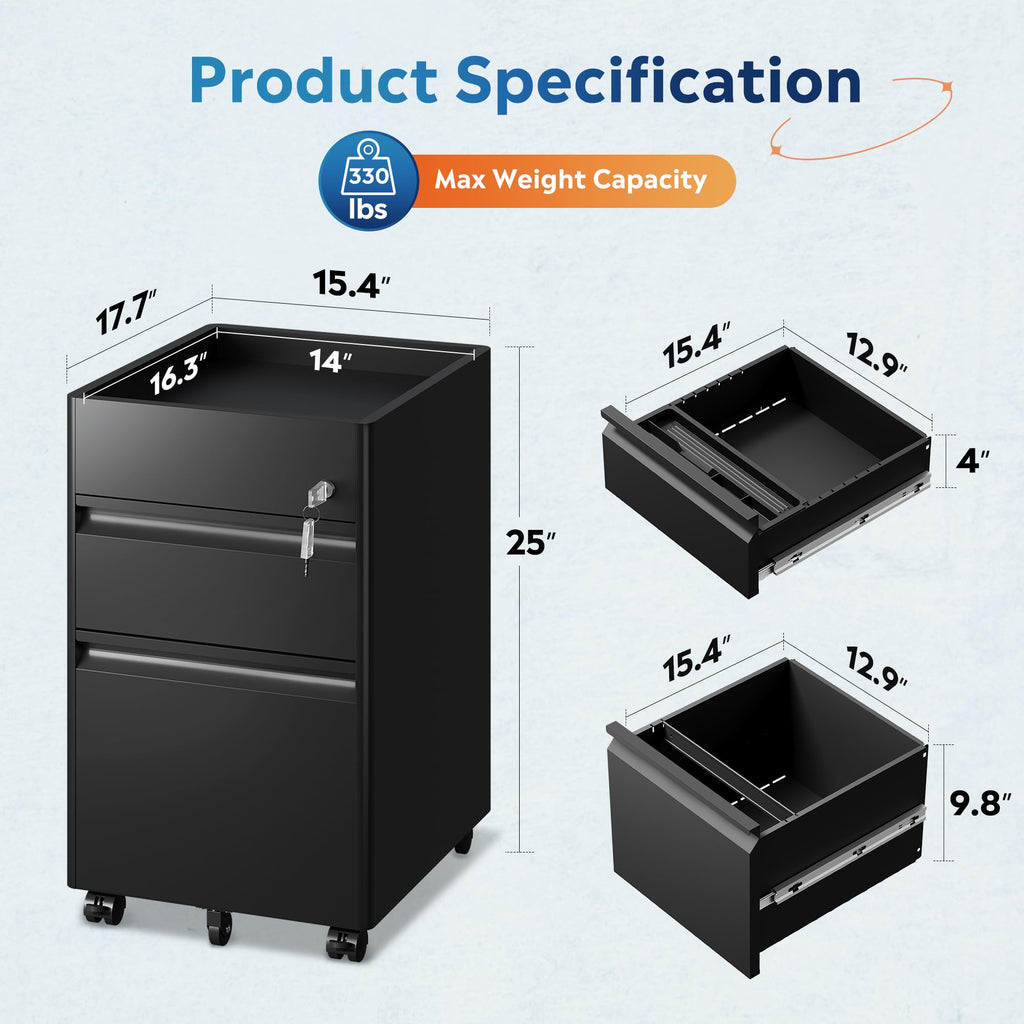 2 Drawer Metal File Cabinet with Lock U20165