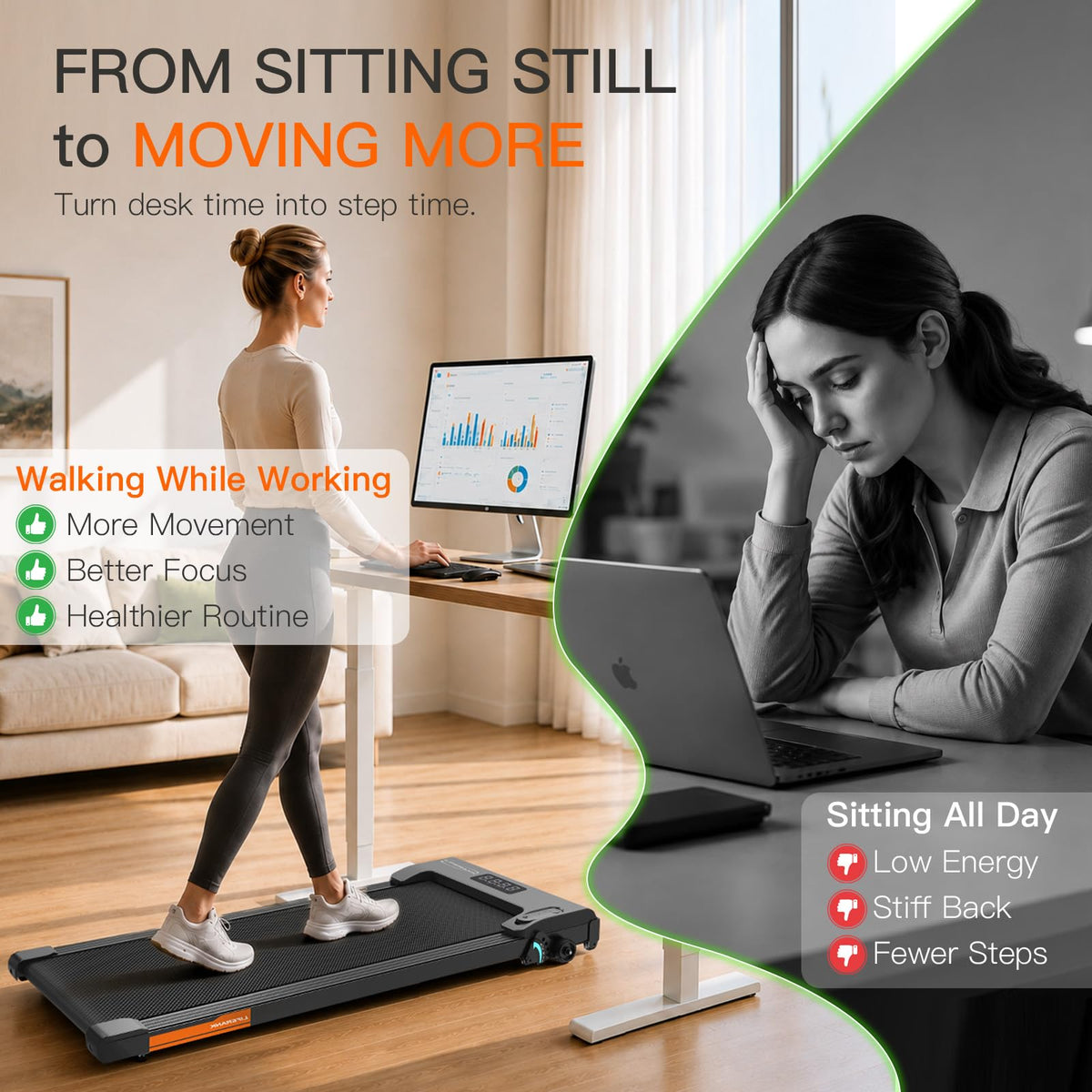 Portable Under Desk Treadmill with Incline S1200