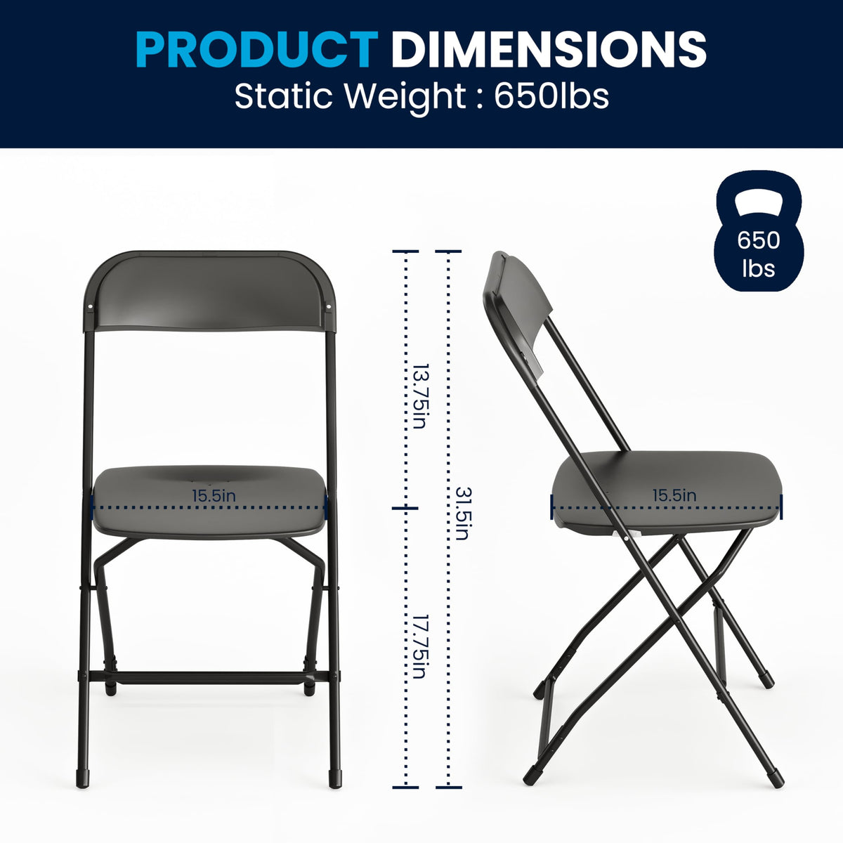 Black Plastic Folding Event Chair 10-Pack T903