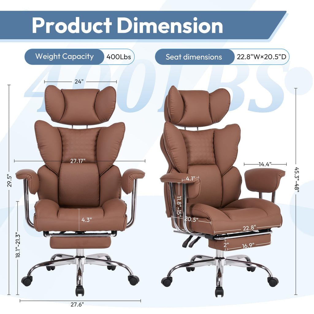 Brown Ergonomic Executive Office Chair with Footrest E736