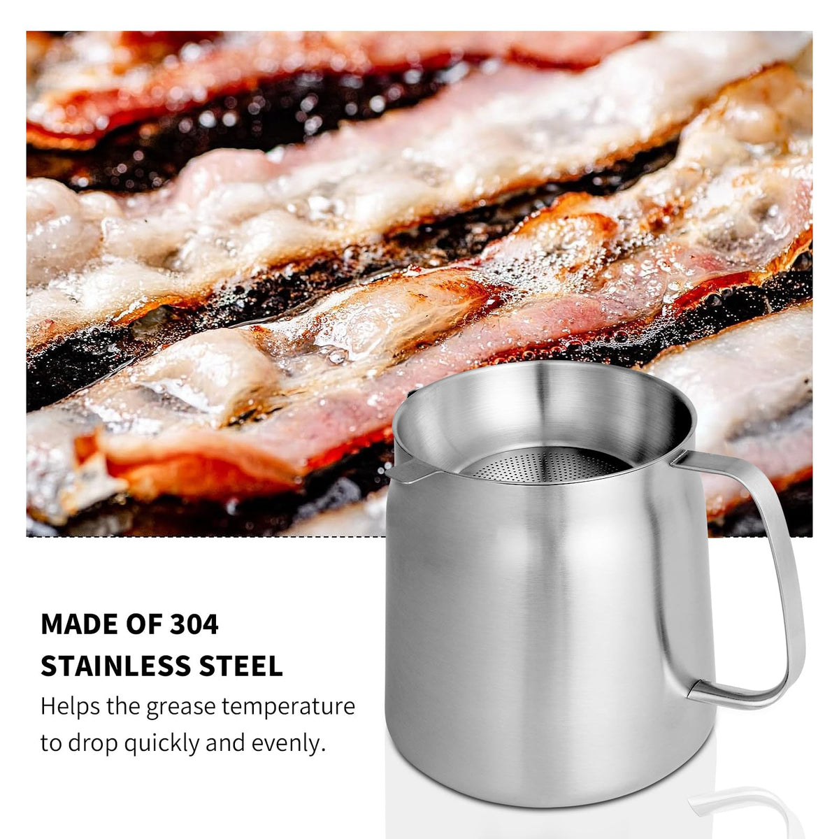 68oz 304 Stainless Steel Deep Fryer Pot with Basket B107
