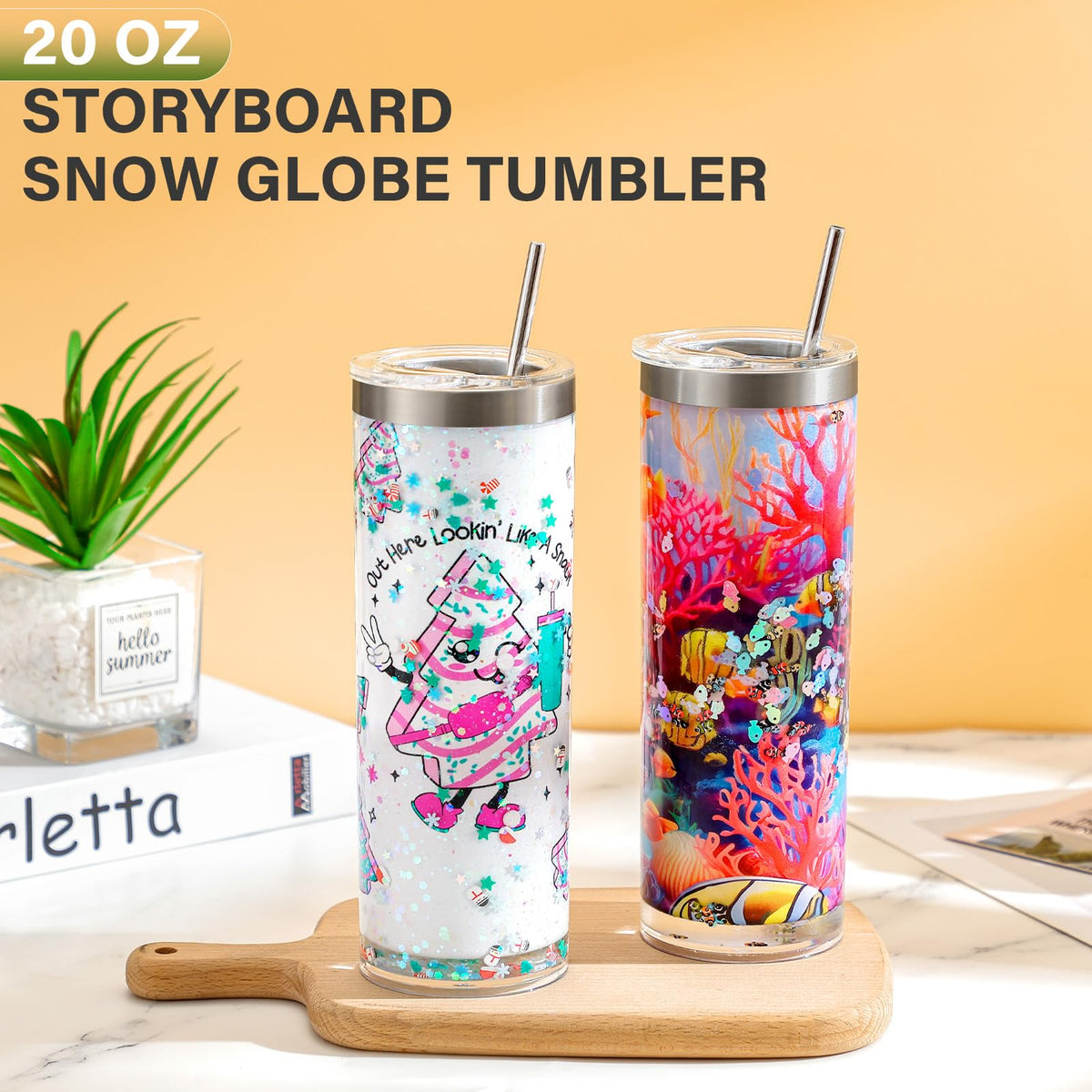 20 Oz Sublimation Snow Globe Tumbler Cup, 6 Pack Z263