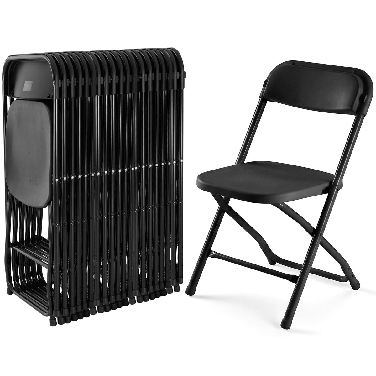 Folding Chairs Set of 10, 330lbs Heavy Duty Plastic Stackable Chairs, Portable Foldable Indoor Outdoor Chairs for Party, Camping, Patio & Events, Black M192