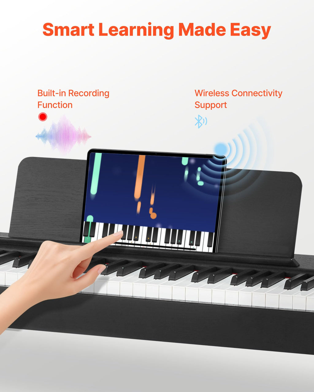 88 Keys Weighted Digital Piano with Furniture Stand and Triple Pedal, Black K193730
