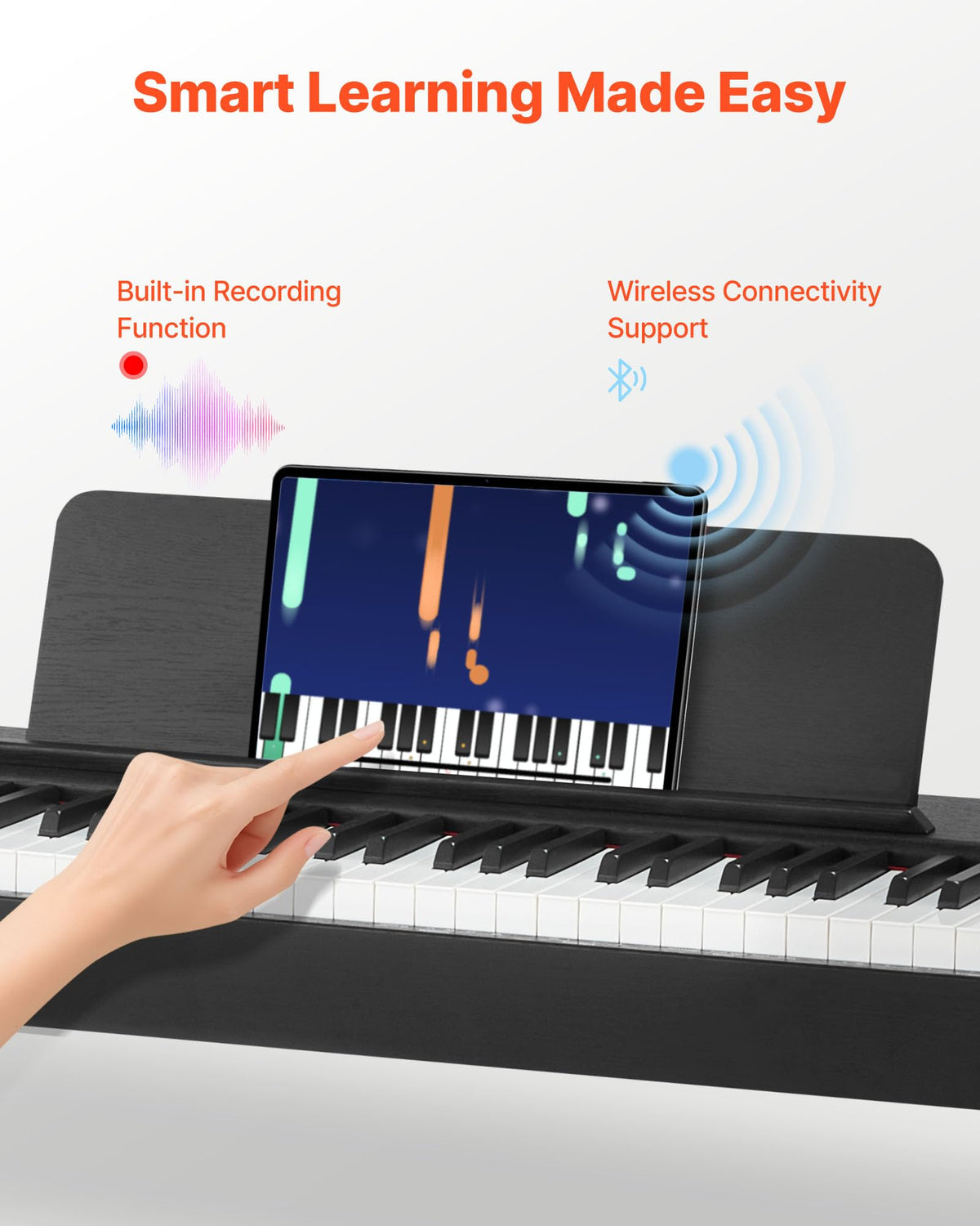 88 Keys Weighted Digital Piano with Furniture Stand and Triple Pedal, Black K193730