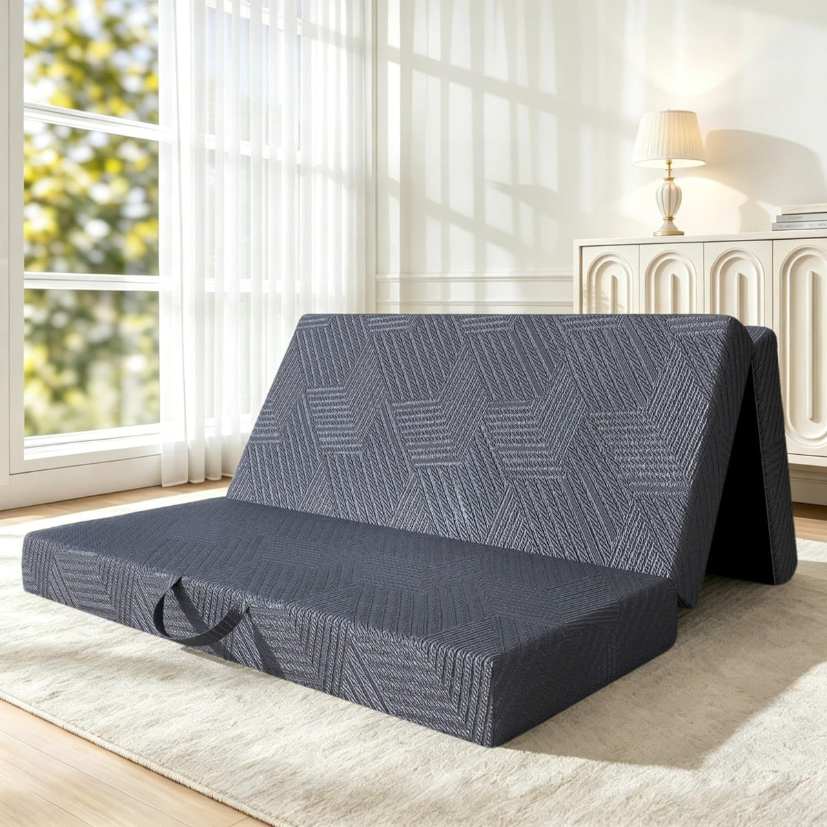 6 Inch Queen Tri-fold Memory Foam Mattress with Storage Bag Y88874