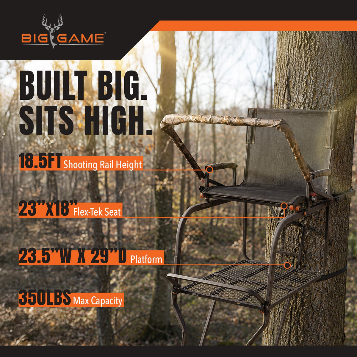 Deer Hunting Ladder Tree Stand with Extra Wide Seat F6241