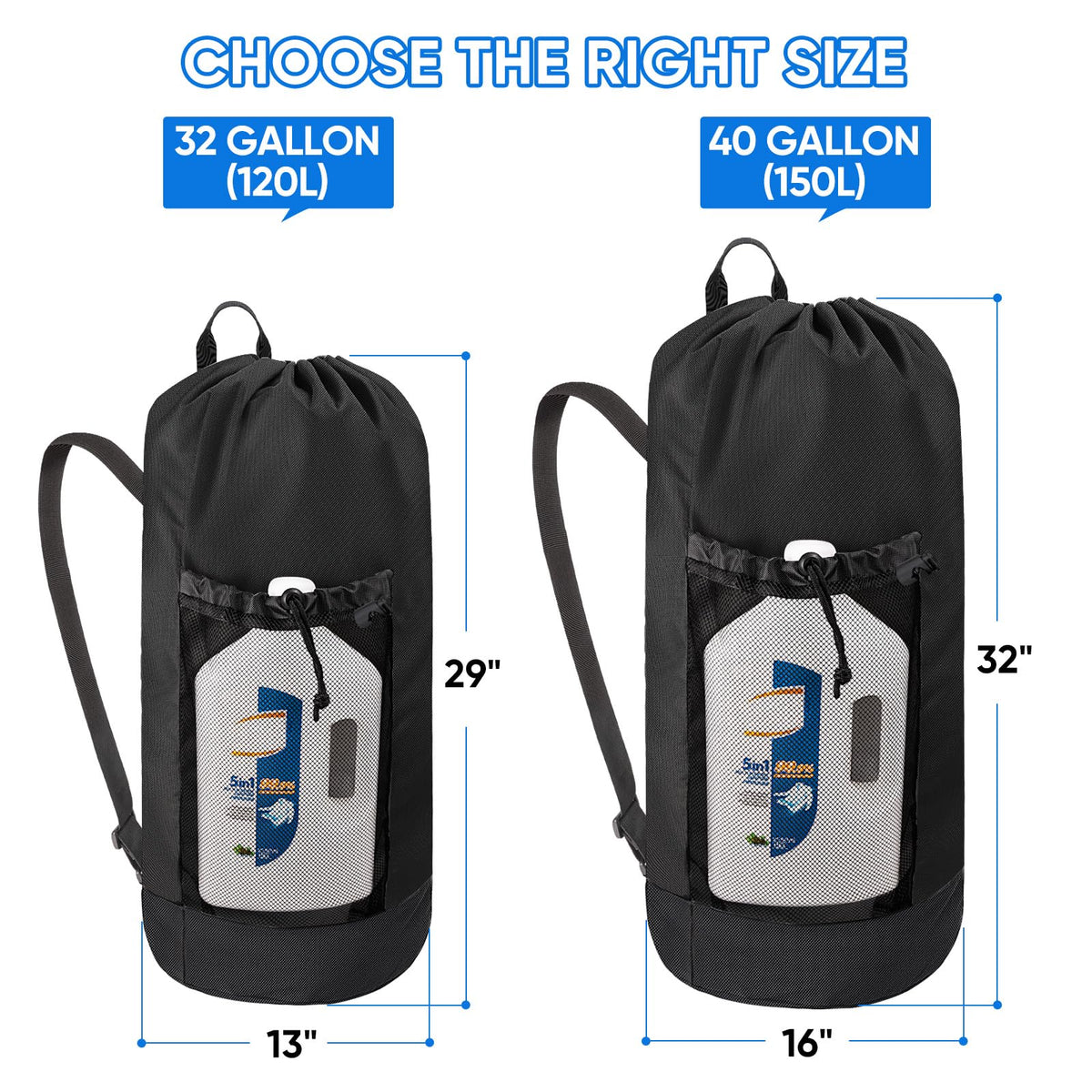 120L Oxford Laundry Bag Backpack with Shoulder Straps M479